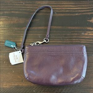 Coach Plum Leather Medium Wristlet